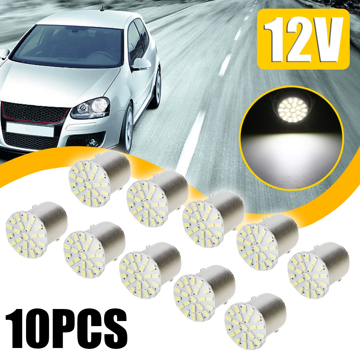 10pcs/set Car Brake Lihgts 1157 BAY15D 3014 22 SMD LED Car Tail Stop Brake Turn Signal Light 6500-7500K White Signal Bulb