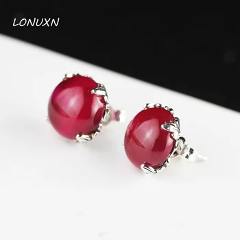 1.1cm Natural semi-precious stones high quality 925 Sterling silver women jewelry cute earrings Bohemian retro red corundum gift
1.1cm Natural semi-precious stones high quality 925 Sterling silver women jewelry cute earrings Bohemian retro red corundum gift