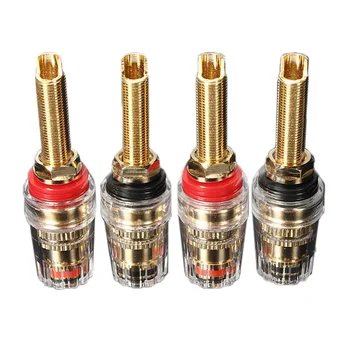 4pcs Long Thread Gold Plated Audio Speaker Binding Post Banana Plug