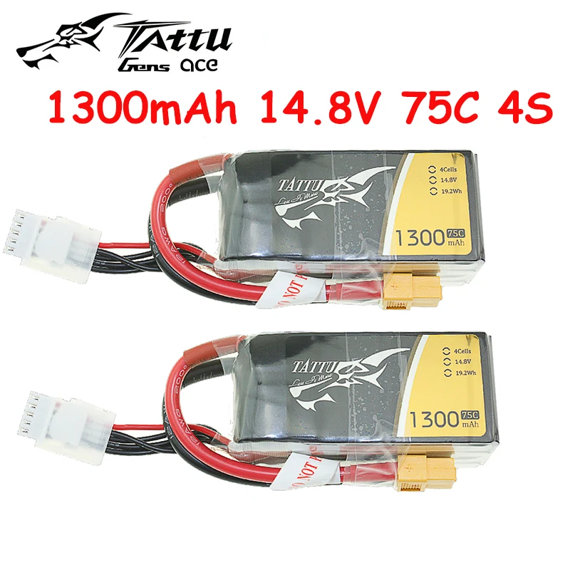 2pcs Tattu RC LiPo Battery Pack 1300mAh 14.8V 75C 4S with XT60 Plug for FPV Racing Drone Battery
2pcs Tattu RC LiPo Battery Pack 1300mAh 14.8V 75C 4S with XT60 Plug for FPV Racing Drone Battery