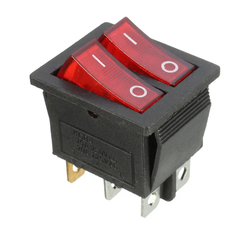 5Pcs AC 20A//125V 15A//250V SPST 3 Pins 2 Position ON//Off Red LED Light Illuminated Boat Rocker Switch Toggle(Quality Assurance for 1 Years)KCD3-101N-R