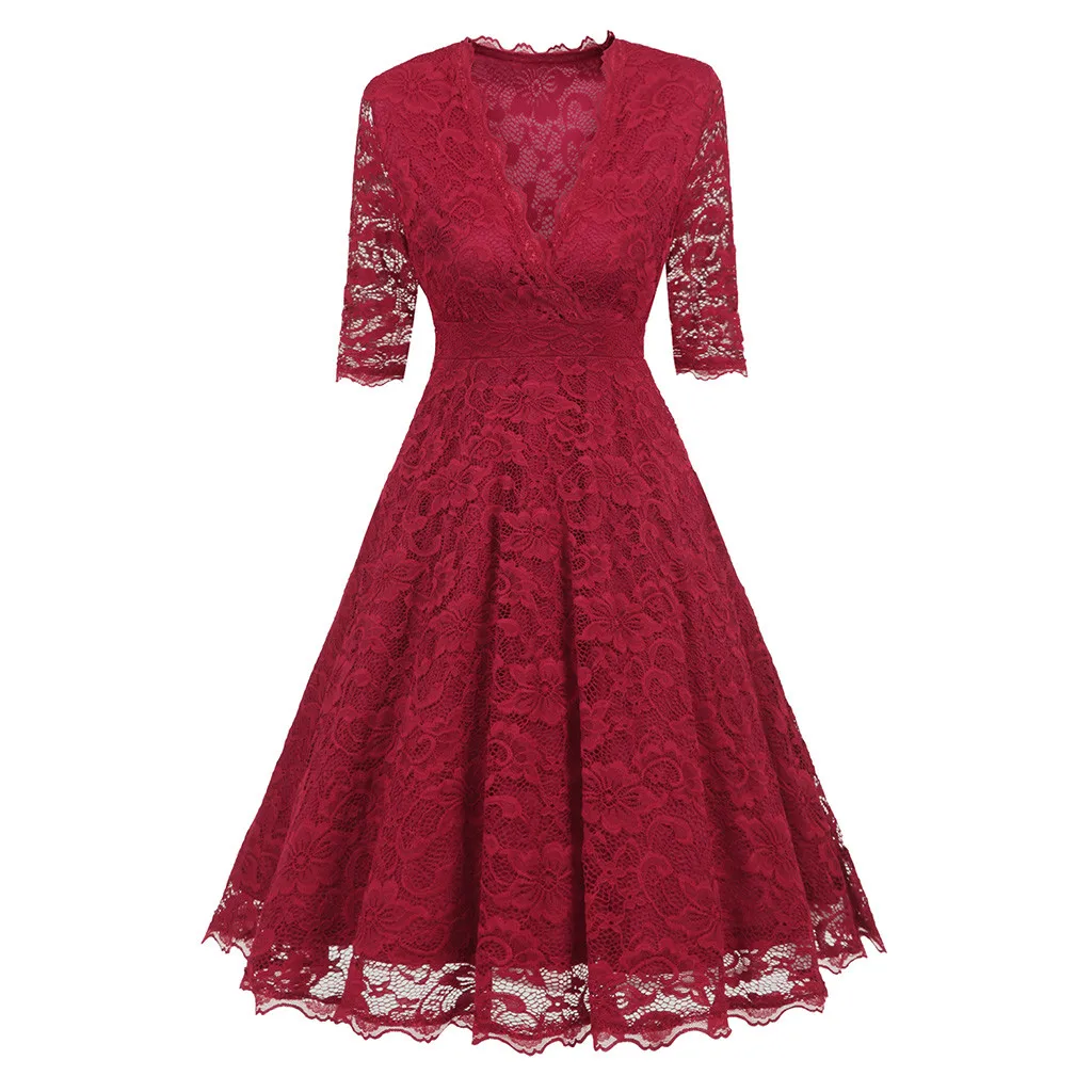 Plus Size Sexy Solid Empire Lace Dress Women's Cute Half Sleeve Lace Knee Length Dress Ladies V Neck Casual Vestidos /PT
Plus Size Sexy Solid Empire Lace Dress Women's Cute Half Sleeve Lace Knee Length Dress Ladies V Neck Casual Vestidos /PT