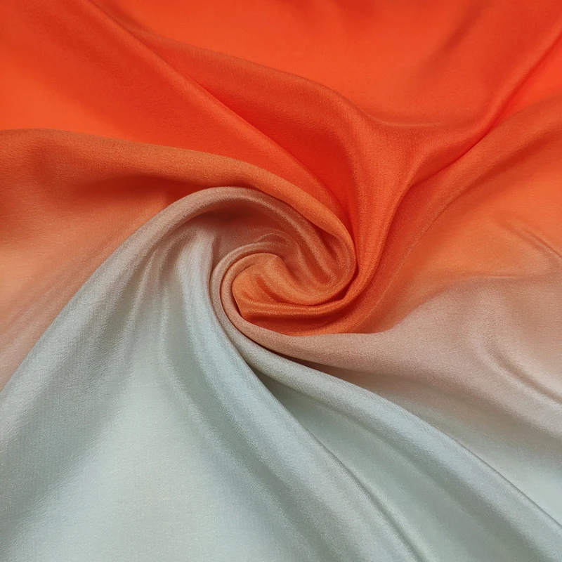 Gradual tone style orange to gray white gradually changing color silk Crepe DE chine fabric,SCDC731-M
Gradual tone style orange to gray white gradually changing color silk Crepe DE chine fabric,SCDC731-M