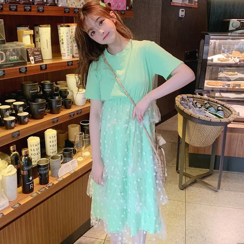 Summer Korean Sweet Mesh Streetwear Stitching Dress Short Sleeve High Waist Loose Temperament Casual Cute Student Dress
Summer Korean Sweet Mesh Streetwear Stitching Dress Short Sleeve High Waist Loose Temperament Casual Cute Student Dress