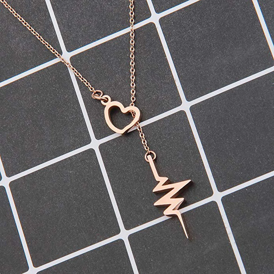 ECG Necklace Lasso Y Pendant Jewelry Cardiogram with Heart-shaped Heartbeat Theme Neck Accessories
ECG Necklace Lasso Y Pendant Jewelry Cardiogram with Heart-shaped Heartbeat Theme Neck Accessories