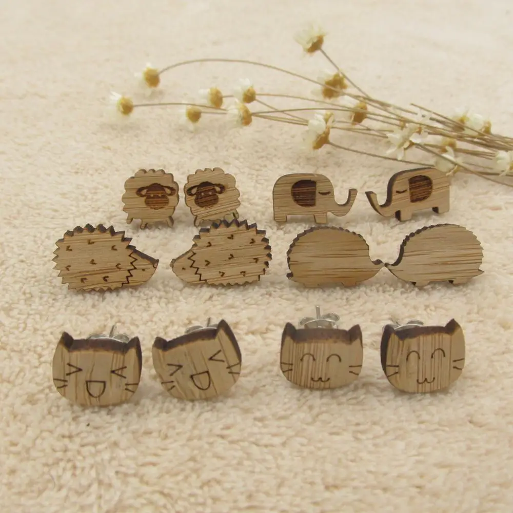 2018 New Arrival Engraved Animal Hedgehog Stud Earrings Wooden Cat Sheep Elephant Post Earring For Women
2018 New Arrival Engraved Animal Hedgehog Stud Earrings Wooden Cat Sheep Elephant Post Earring For Women