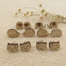 Wood Cat Earrings And Get Free Shipping On Aliexpress 2018 Engraved Animal Hedgehog Earring For Women