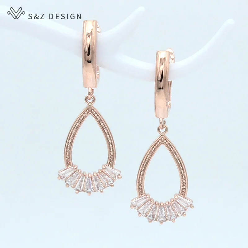 S&Z New Fashion Classic 585 Rose Gold Water Drop Cubic Zirconia Dangle Earrings Japanese/Korean For Women Party Jewelry Gift
S&Z New Fashion Classic 585 Rose Gold Water Drop Cubic Zirconia Dangle Earrings Japanese/Korean For Women Party Jewelry Gift
