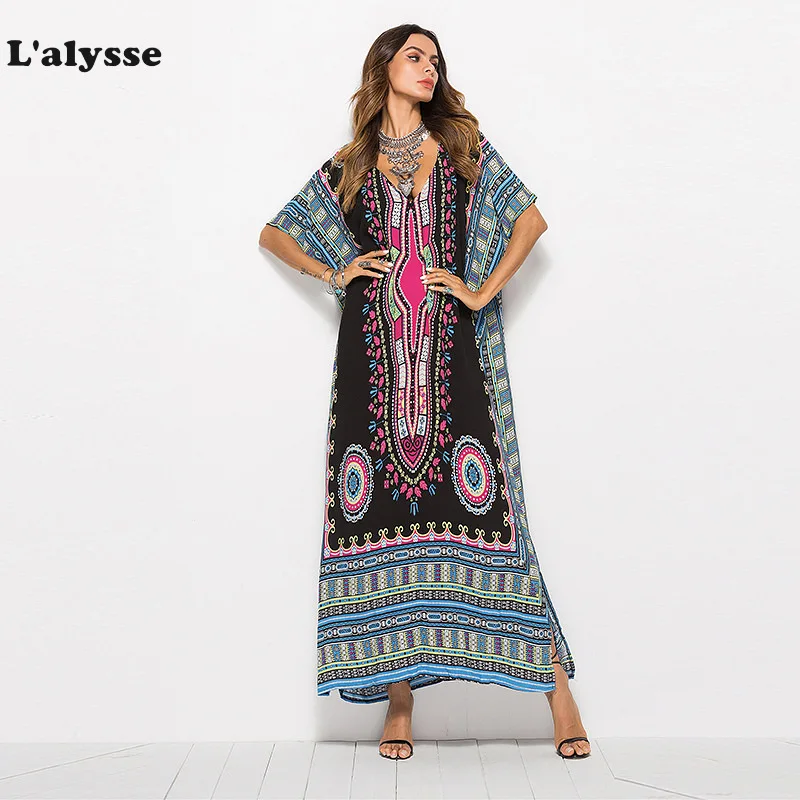 LALYSSE Women Summer Dress South American Printing V-Neck Casual Fashion Dress Robe Beach Dress Bohemian Robe de dames
LALYSSE Women Summer Dress South American Printing V-Neck Casual Fashion Dress Robe Beach Dress Bohemian Robe de dames