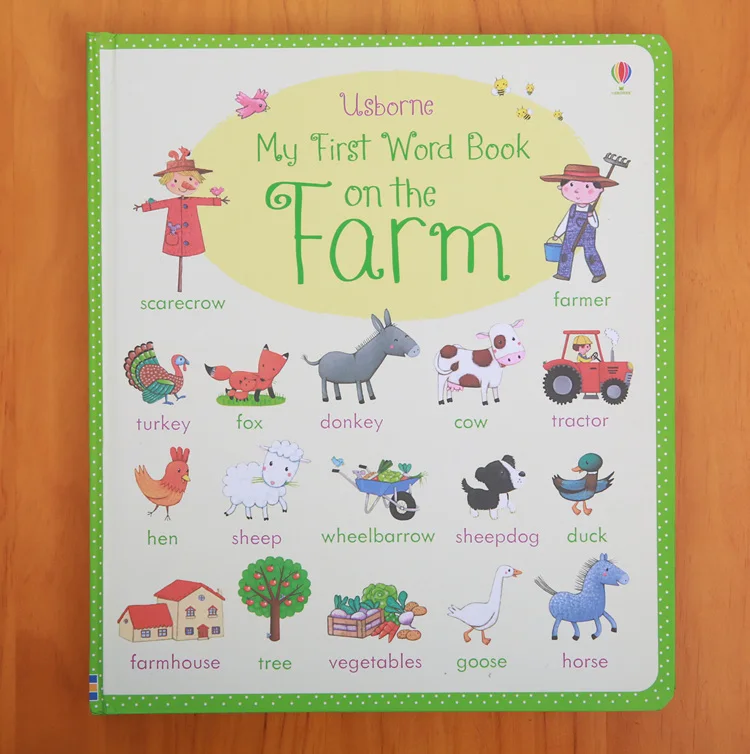 Usborne English picture board book My first word book on the farm English dictionary for baby and kids early education
Usborne English picture board book My first word book on the farm English dictionary for baby and kids early education