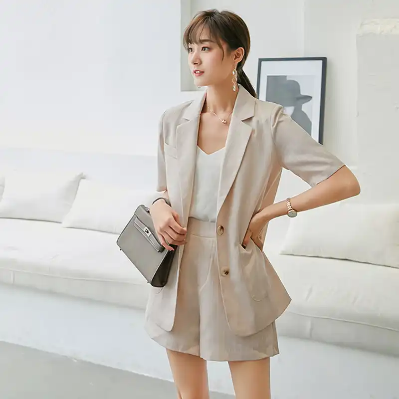 linen short suit ladies