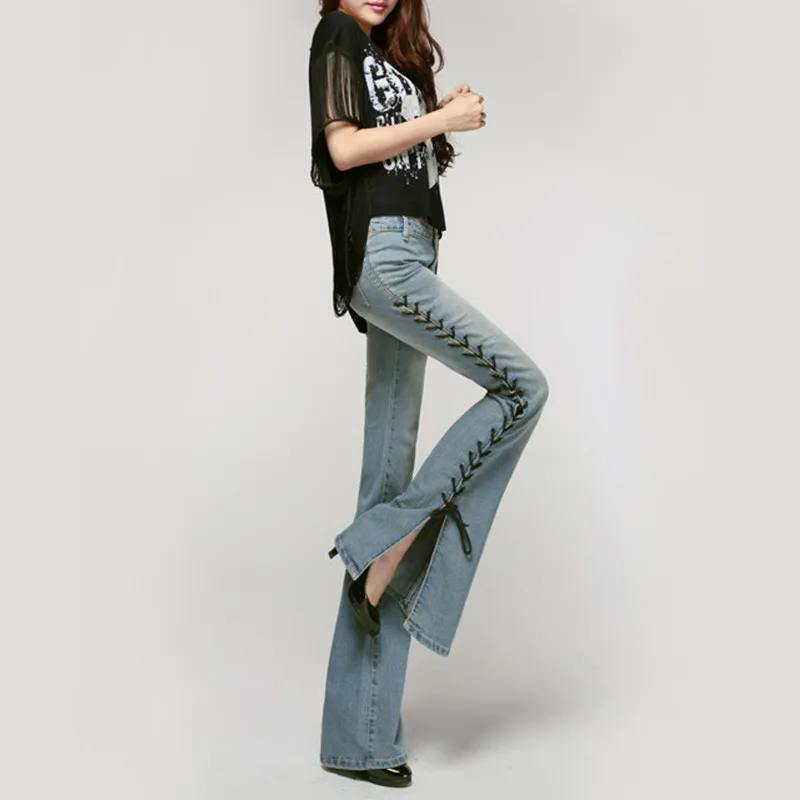 side lace up just float on flare jeans women denim pants cotton trousers high street
side lace up just float on flare jeans women denim pants cotton trousers high street