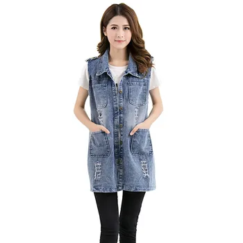 5XL Plus Size Loose Denim Vest For Women Vintage Hole Pocket Long Sleeveless Jeans Jacket Female Coat Summer Casual Waistcoat
5XL Plus Size Loose Denim Vest For Women Vintage Hole Pocket Long Sleeveless Jeans Jacket Female Coat Summer Casual Waistcoat