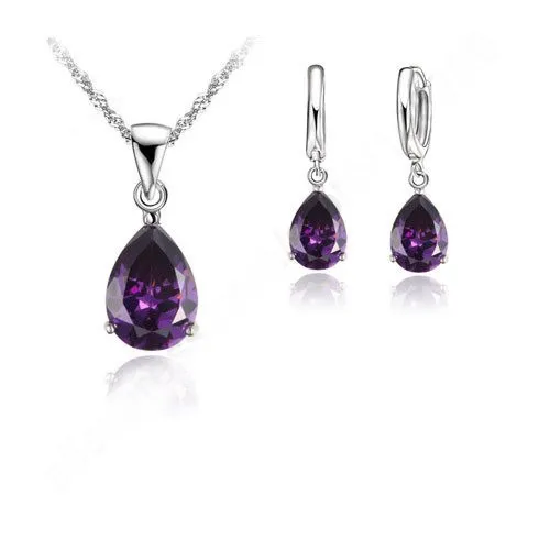 Romantic 925 Sterling Silver Needle Crystal Jewelry Sets Chain Cubic Zirconia CZ Pendant Necklace Hoop Earring Bijoux
Romantic 925 Sterling Silver Needle Crystal Jewelry Sets Chain Cubic Zirconia CZ Pendant Necklace Hoop Earring Bijoux