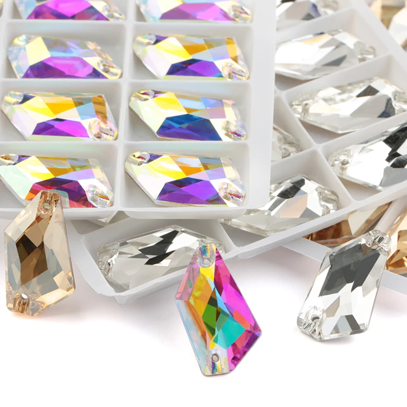

AAAA Quality Crystal AB 12x24mm Sew on Stone Glass Bottom Cut Surface Rhinestone Sewn Glass Rhinestones
