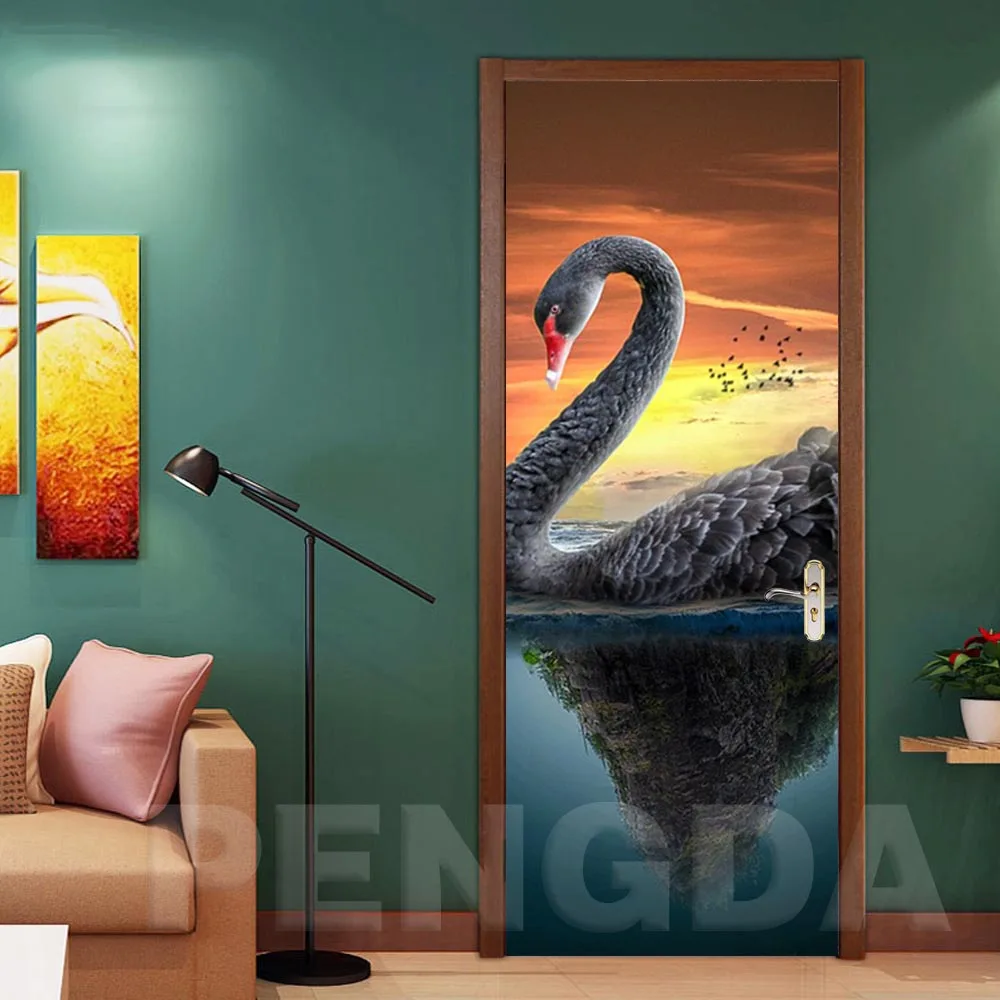Самоклеющиеся обои для ремонта DIY ПВХ гусиные наклейки на дверь