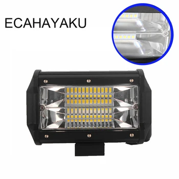 

ECAHAYAKU New design 5 Inch Dual Row Led Light Bar 72W 6000K IP68 LED Work Light for off-road Lights Roof Light Bar Car styling