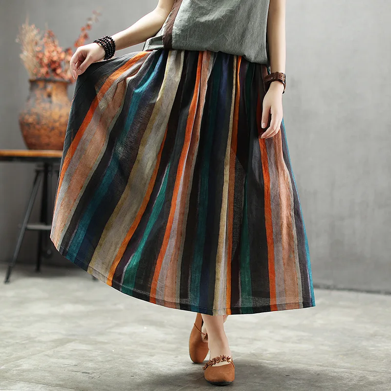 New Summer Skirt Retro Loose Women Elastic Waist Casual Skirt New Ladies Striped Mori Girl Brierf Cute Vintage Skirt 2019
New Summer Skirt Retro Loose Women Elastic Waist Casual Skirt New Ladies Striped Mori Girl Brierf Cute Vintage Skirt 2019