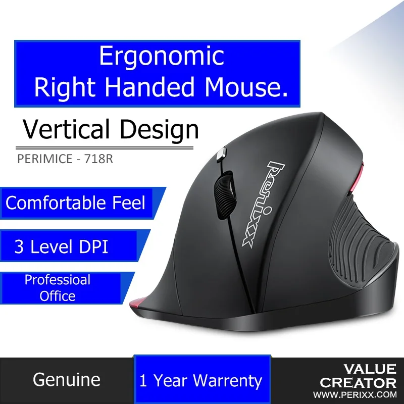 New Arrival Perixx PERIMICE 718R Ergonomic Vertical 2.4G USB Wireless Optical Mouse Programmable Desktop Notebook Mouse
New Arrival Perixx PERIMICE 718R Ergonomic Vertical 2.4G USB Wireless Optical Mouse Programmable Desktop Notebook Mouse
