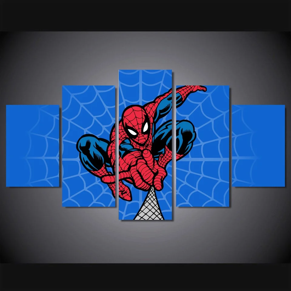Canvas-Painting-Home-Decorative-5-Piece-Film-Character-Spider-Man-Pictures-Modern-Printed-Poster-For-Living