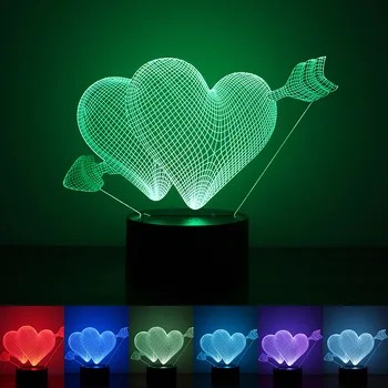 Birthday gift arrows heart 3D creative night light button battery compartment base led home lights LOGO custom
Birthday gift arrows heart 3D creative night light button battery compartment base led home lights LOGO custom