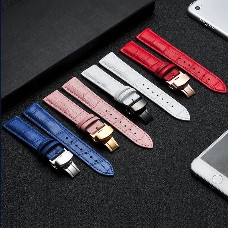 Leather Watch Band Wrist Strap 14mm 16mm 18mm 20mm Black Butterfly Clasp Buckle Replacement Bracelet Belt Blue Pink Red White
Leather Watch Band Wrist Strap 14mm 16mm 18mm 20mm Black Butterfly Clasp Buckle Replacement Bracelet Belt Blue Pink Red White
