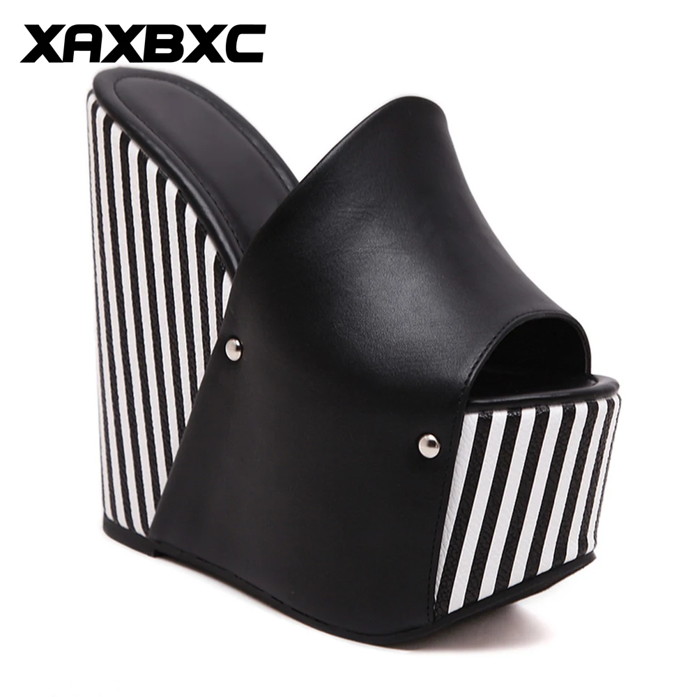 XAXBXC 2018 New Summer Striped Rivet High Heels Platform Women Wedges Sandals Peep Toe Ladies Slippers Woman Party Shoes
XAXBXC 2018 New Summer Striped Rivet High Heels Platform Women Wedges Sandals Peep Toe Ladies Slippers Woman Party Shoes