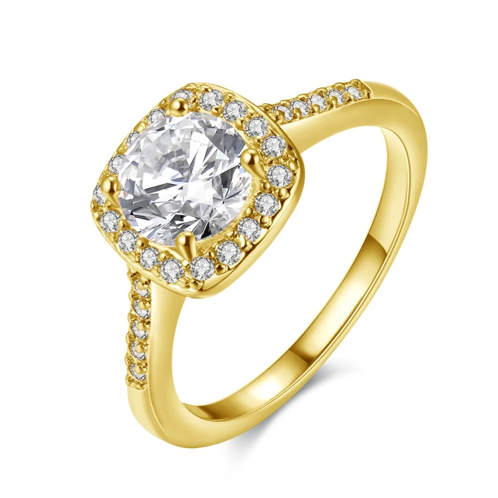 Женское кольцо с фианитом золотистое | Украшения и аксессуары