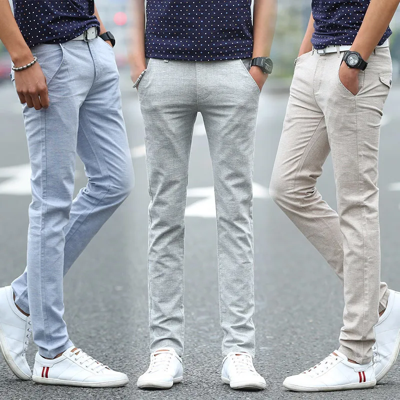 

Thin Jogger Pants Men Casual Young People Cotton Linen Trousers Men's Pants Middle Waist Self-cultivation Mens Clothing