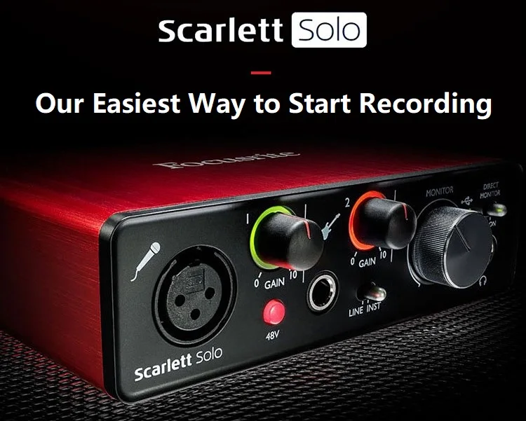 Focusrite Scarlett Solo (2nd Gen) USB Audio Interface with Microphone Preamp External Sound card for Guitar and microphone
Focusrite Scarlett Solo (2nd Gen) USB Audio Interface with Microphone Preamp External Sound card for Guitar and microphone