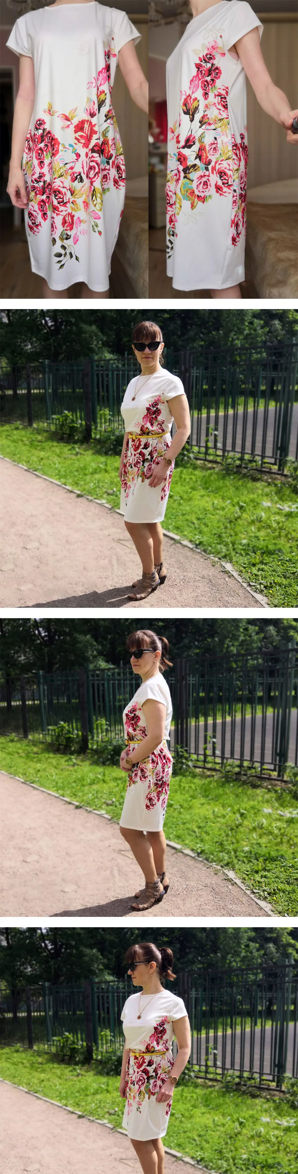 Floral Print Short Sleeve Pencil Dress