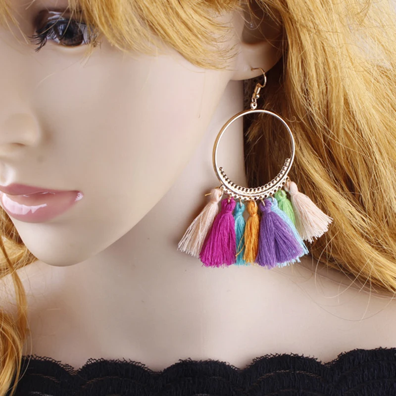 Women Bohemian Tassel Earrings Handmade Exaggerated Big Circle Tassels Drop Earrings Multi Colors Statement Long Dangle Earrings
Women Bohemian Tassel Earrings Handmade Exaggerated Big Circle Tassels Drop Earrings Multi Colors Statement Long Dangle Earrings