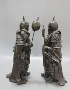 China Folk Auspicious Copper Bronze Feng Shui Guard Door-God Buddha Statue Pair
China Folk Auspicious Copper Bronze Feng Shui Guard Door-God Buddha Statue Pair