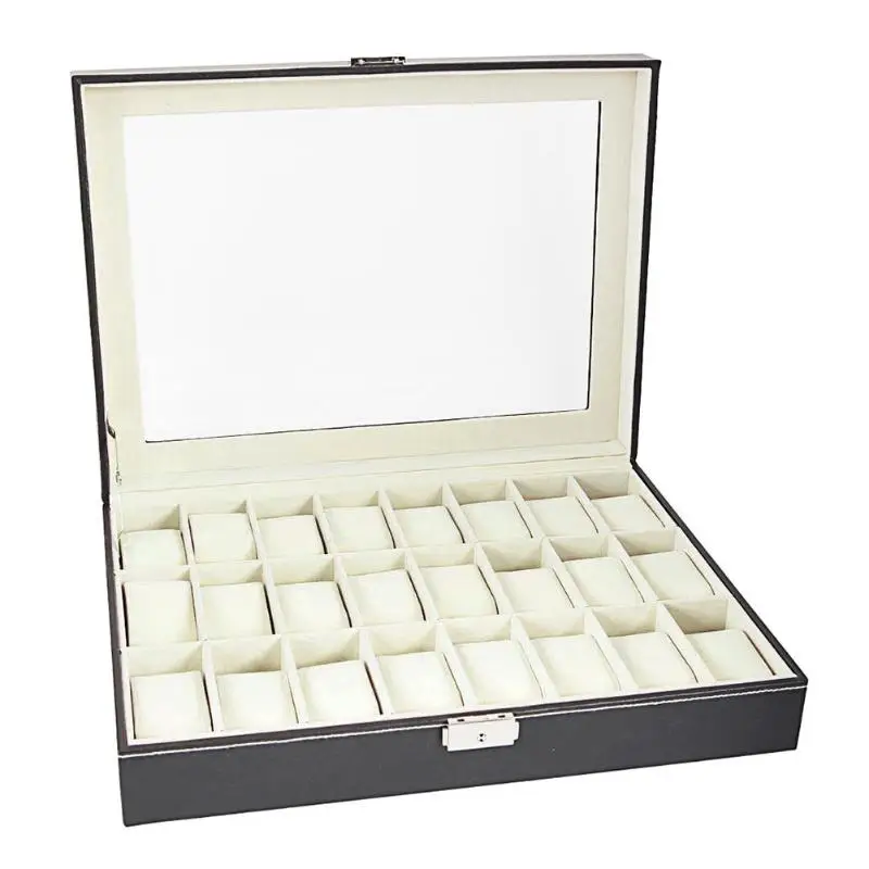 24 Compartments Black Leather Wrist Watch Display Box Storage Holder Organizer Watch Case Jewelry Case Collection Box
24 Compartments Black Leather Wrist Watch Display Box Storage Holder Organizer Watch Case Jewelry Case Collection Box