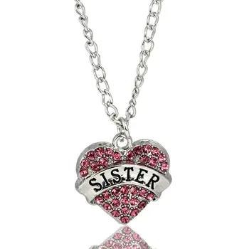 Bespmosp 24PCS/Lot Wholesale Fashion Style Pink Crystal Pendant Necklace Sister Heart Love Rhinestone Women Family Jewelry Gift
Bespmosp 24PCS/Lot Wholesale Fashion Style Pink Crystal Pendant Necklace Sister Heart Love Rhinestone Women Family Jewelry Gift