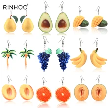 Rinhoo Leuke Fruit Oorbellen Banaan Perziken Peer Kiwi Oranje Komkommer Dragon Apple Ananas Fruit Bengelen Haak Oorbellen Sieraden(China)
