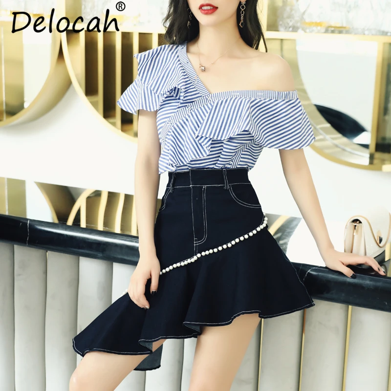 Delocah Women Spring Summer Suits Runway Fashion Designer Sexy V-Neck One Shoulder Striped Printed +Beading Shorts Two Suits
Delocah Women Spring Summer Suits Runway Fashion Designer Sexy V-Neck One Shoulder Striped Printed +Beading Shorts Two Suits