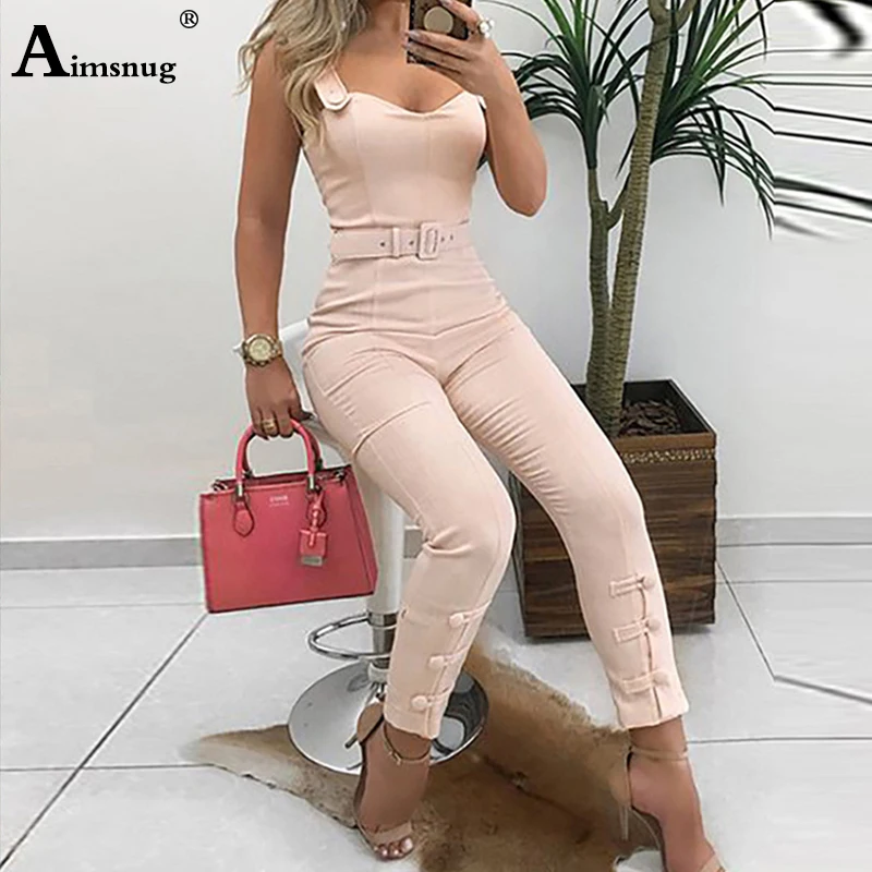 Office Lady Elegant Leisure Overalls Skinny Slim Fit V-Neck Sleeveless Casual Romper Thin Strap Button Design Summer Jumpsuits
Office Lady Elegant Leisure Overalls Skinny Slim Fit V-Neck Sleeveless Casual Romper Thin Strap Button Design Summer Jumpsuits