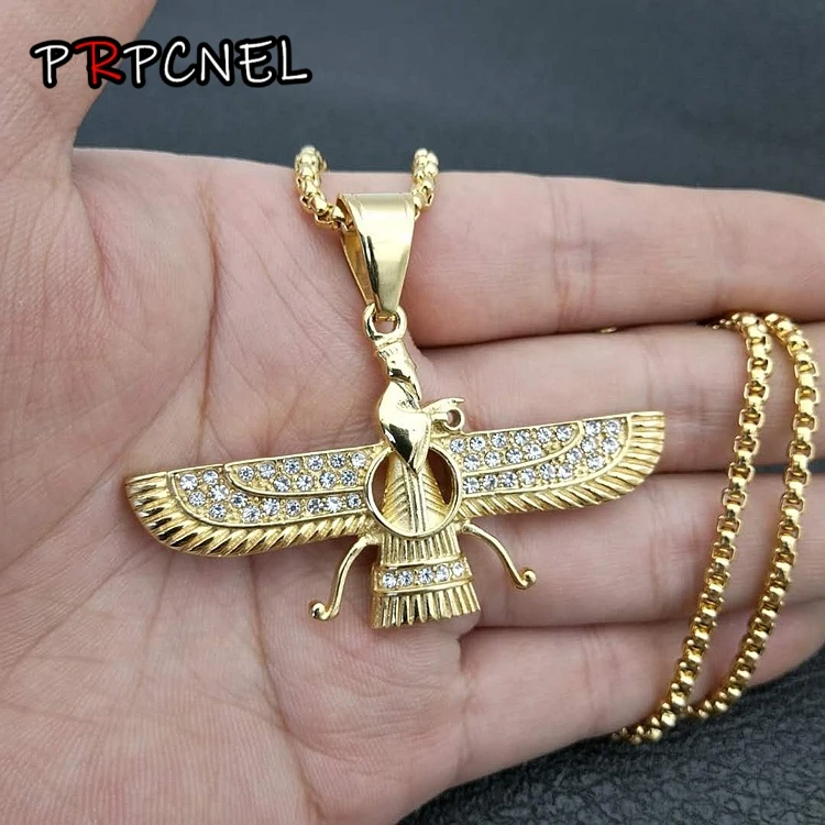 Gold color Ahura Mazda Farvahar Zoroastrian Persian stainless steel pendant necklace accept drop shipping
Gold color Ahura Mazda Farvahar Zoroastrian Persian stainless steel pendant necklace accept drop shipping