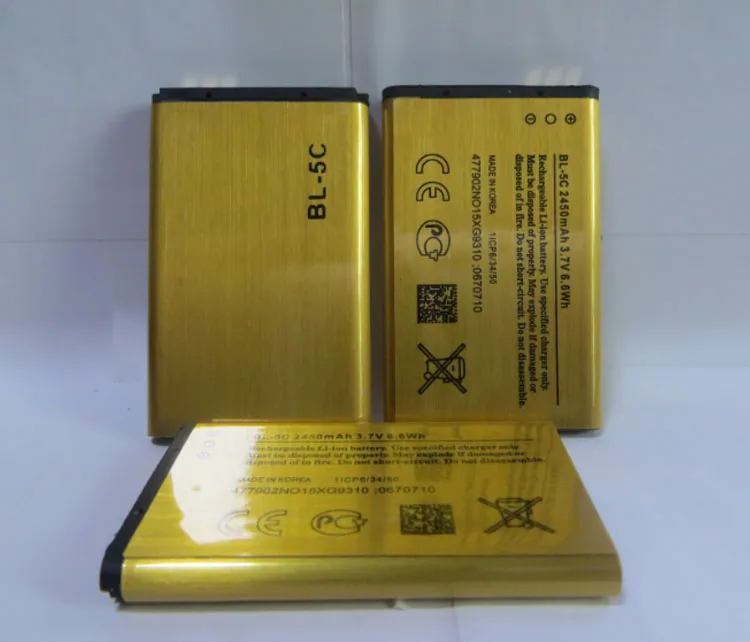 3.8V batteries Rechargeable Li-ion Li-polymer Built-in lithium polymer battery for BL-5C BL5C 2450MAH GOLD
3.8V batteries Rechargeable Li-ion Li-polymer Built-in lithium polymer battery for BL-5C BL5C 2450MAH GOLD