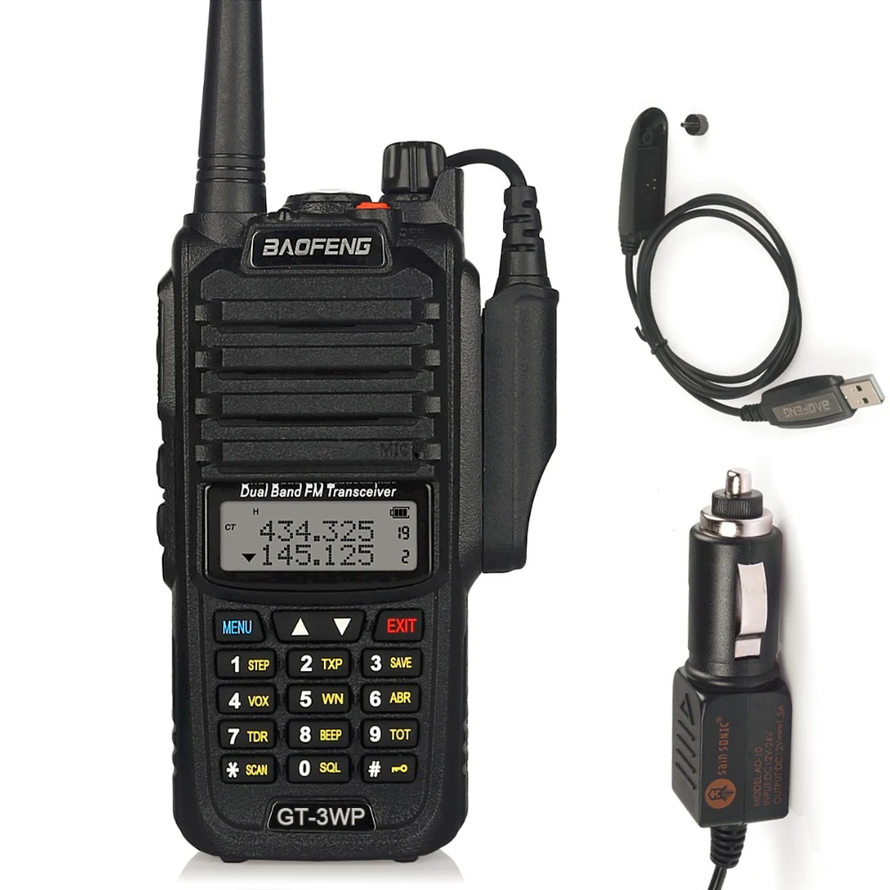 Baofeng GT-3WP IP67 Waterproof Dual-Band 2M/70cm Ham Two-way Radio Walkie Talkie + Programming Cable&CD+ Car Charge Cable
Baofeng GT-3WP IP67 Waterproof Dual-Band 2M/70cm Ham Two-way Radio Walkie Talkie + Programming Cable&CD+ Car Charge Cable
