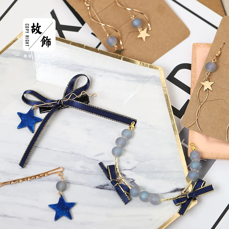 Princess sweet lolita earrings Starry sky dark blue cyan night sky bow hairpins original hand-made Earrings women GSH230
Princess sweet lolita earrings Starry sky dark blue cyan night sky bow hairpins original hand-made Earrings women GSH230