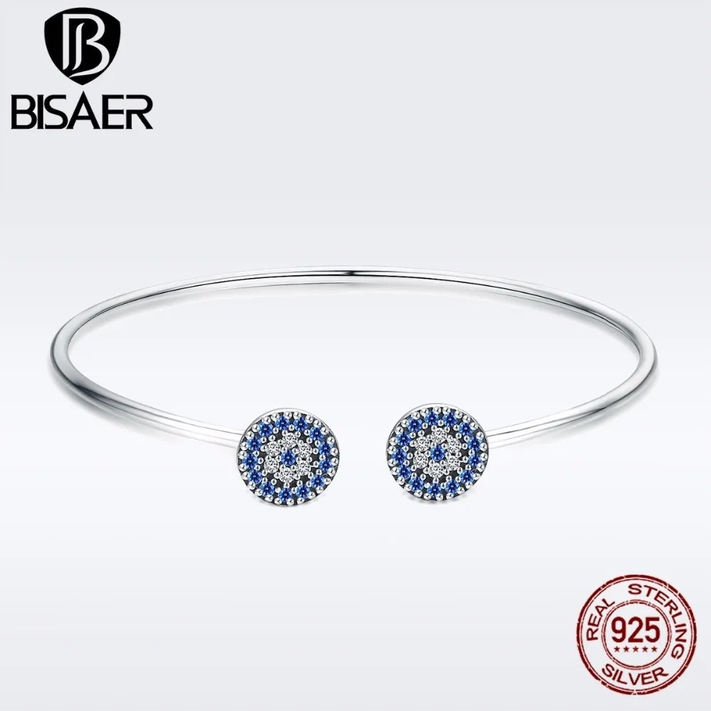 BISAER Authentic 925 Sterling Silver Femme Lucky Blue Eye Snake Chain Open Cuff Bangle for Women Pulseira Silver Jewelry GXB058
BISAER Authentic 925 Sterling Silver Femme Lucky Blue Eye Snake Chain Open Cuff Bangle for Women Pulseira Silver Jewelry GXB058