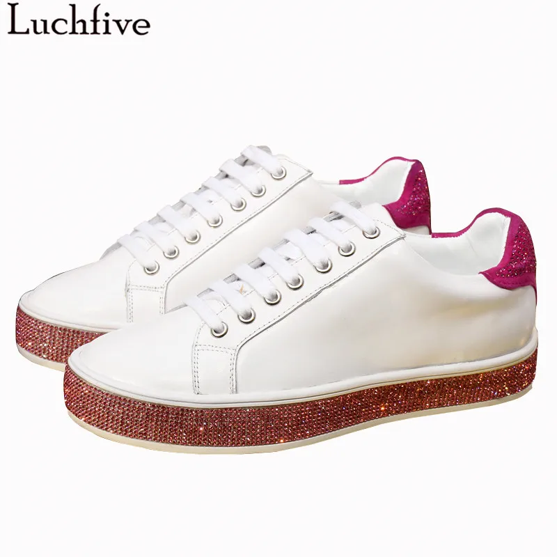 Luchfive Crystal Casual Shoes Woman Cow Leather Sheepskin Insole Round Toe Spring Single Shoes Rome Style Black White 2019
Luchfive Crystal Casual Shoes Woman Cow Leather Sheepskin Insole Round Toe Spring Single Shoes Rome Style Black White 2019