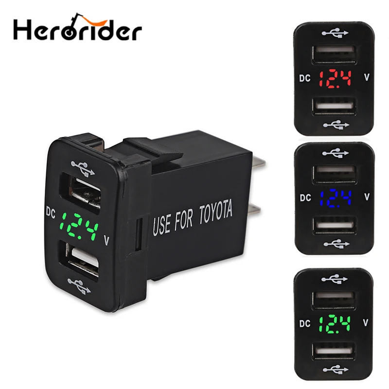 DC 12-24V Dual USB Port Car Charger Socket Power Adapter with LED Digital Voltmeter Meter Monitor For Toyota
DC 12-24V Dual USB Port Car Charger Socket Power Adapter with LED Digital Voltmeter Meter Monitor For Toyota