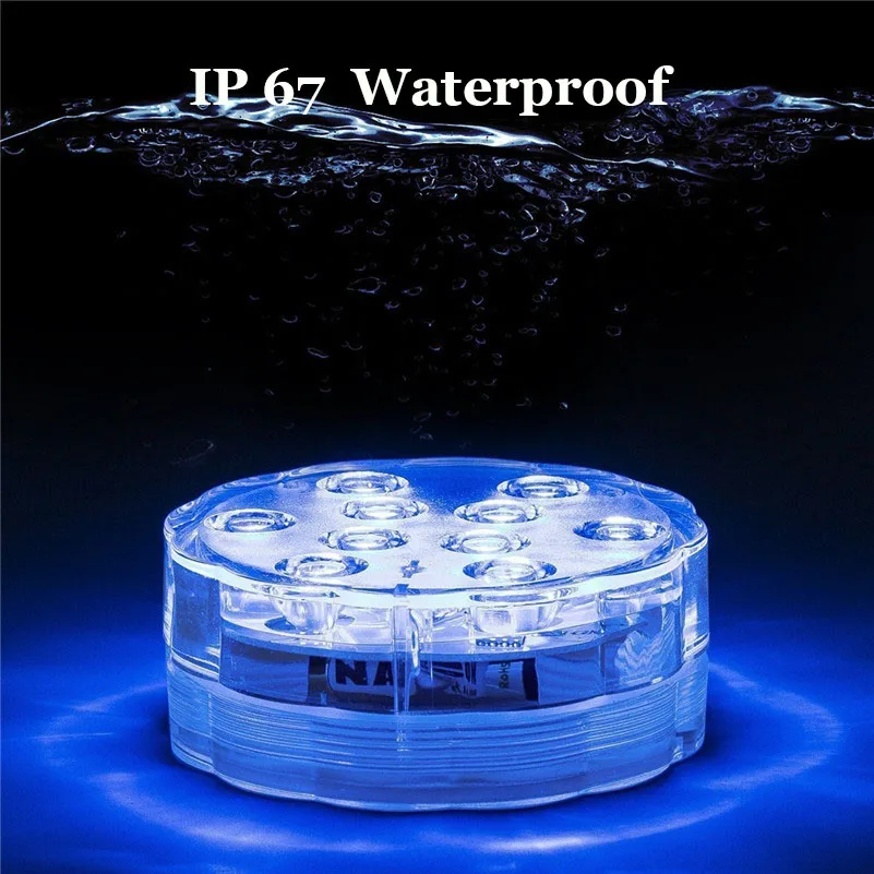 IP67 Waterproof Pool Lights 10LED Remote Controlled RGB Submersible Light Underwater Night Lamp Outdoor Garden Vase Decoration
IP67 Waterproof Pool Lights 10LED Remote Controlled RGB Submersible Light Underwater Night Lamp Outdoor Garden Vase Decoration