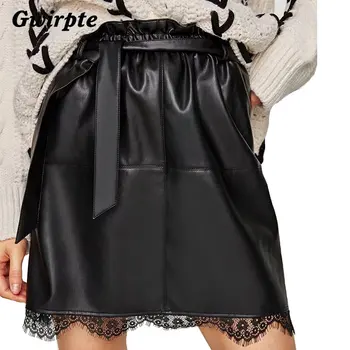 Gwirpte Parperbag lace bottom Lether skirt women Belt high waist short skirt 2017 autumn winter pocket short skirts female
Gwirpte Parperbag lace bottom Lether skirt women Belt high waist short skirt 2017 autumn winter pocket short skirts female