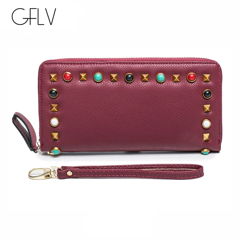 GFLV Brand Fashion Long Wallet Women Colorful Rivet Money Bag Zipper Wristlet Clutch Leather Wallet Phone Pocket Money Bag
GFLV Brand Fashion Long Wallet Women Colorful Rivet Money Bag Zipper Wristlet Clutch Leather Wallet Phone Pocket Money Bag