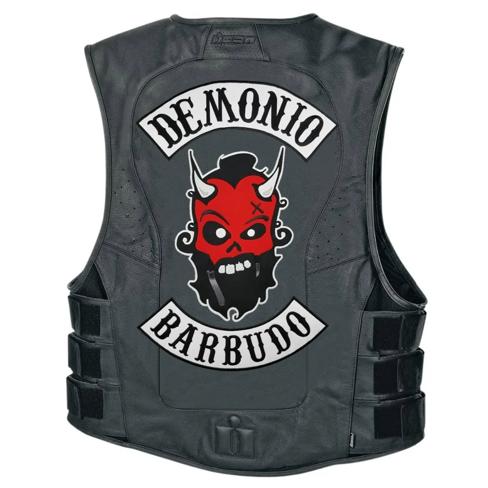 Demonio Barbudo Red Devil Iron On Patches For Clothing Full Back Patch Punk Biker Jacket Vest Custom Design (1)