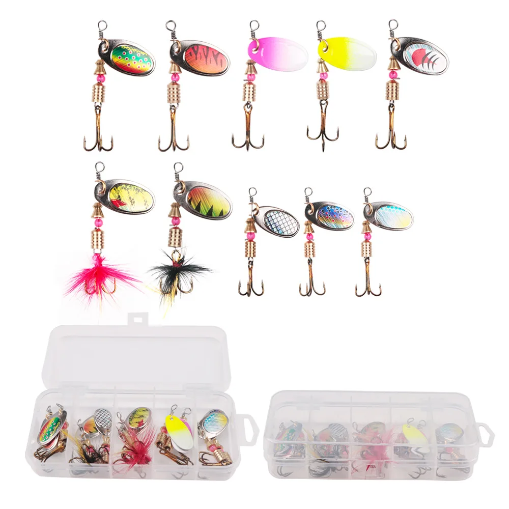 10pcs/box Spinner Spoon Metal Sequins Fishing Lure Crankbait artificial Hard Bait with Treble Hook for Bass Trout fishing baits
10pcs/box Spinner Spoon Metal Sequins Fishing Lure Crankbait artificial Hard Bait with Treble Hook for Bass Trout fishing baits